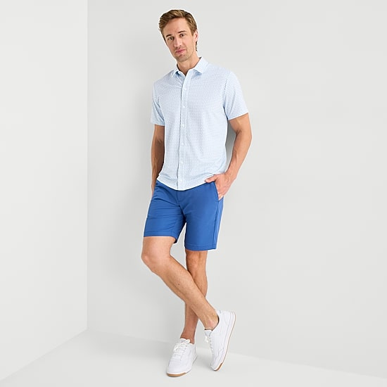 St. John's Bay Performance Knit Mens Short Sleeve Classic Fit Stretch Fabric Button-Down Shirt