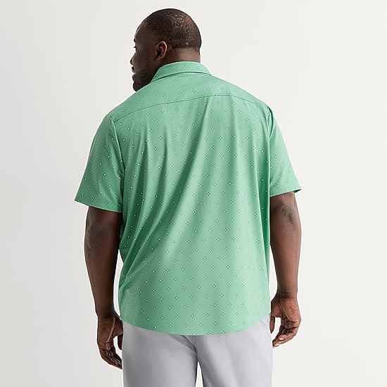St. John's Bay Performance Knit Mens Short Sleeve Classic Fit Stretch Fabric Big and Tall Button-Down Shirt