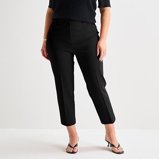 Liz Claiborne Emma Ponte Womens Plus Straight Mid Rise Ankle Pant