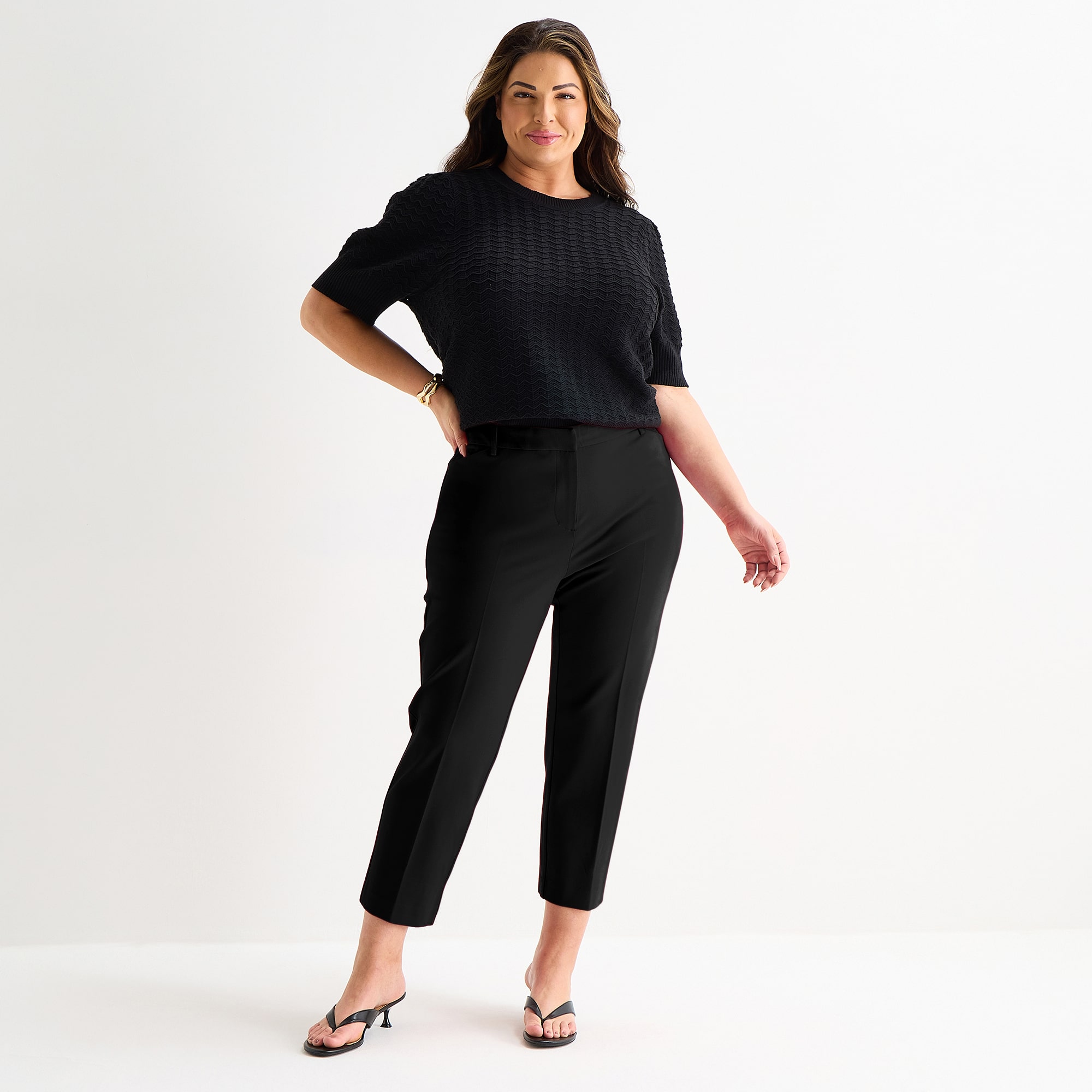 Liz Claiborne Emma Womens Plus Straight Mid Rise Ankle Pant