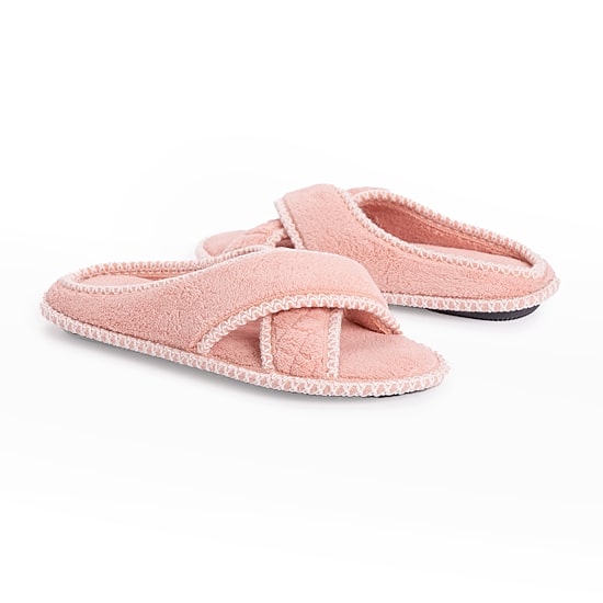 Muk Luks Ada Crossband Womens Memory Foam Slip-On Slippers