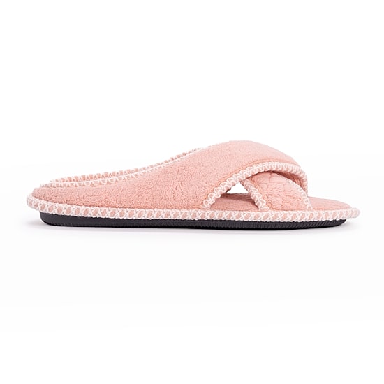 Muk Luks Ada Crossband Womens Memory Foam Slip-On Slippers