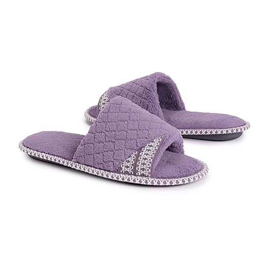 Muk Luks Sally Open Toe Scuff Womens Memory Foam Slip-On Slippers