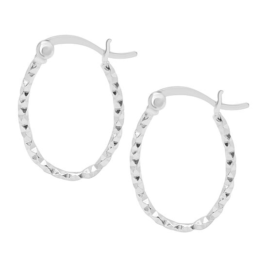 Silver Treasures Womens Sterling Silver 21mm Hoop Earrings