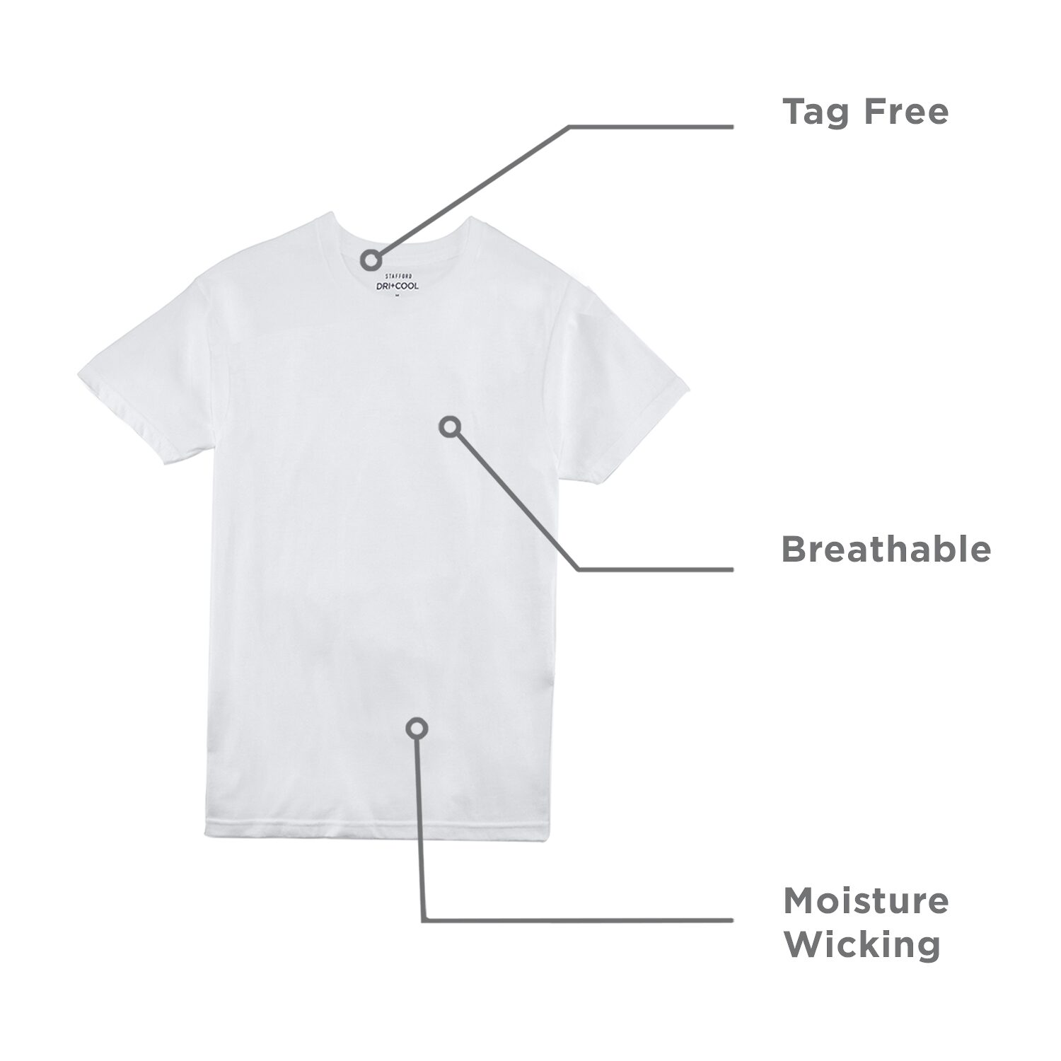 Stafford Dry + Cool Breathable Mesh Mens 4 Pack Short Sleeve Crew Neck Moisture Wicking T-Shirt Big