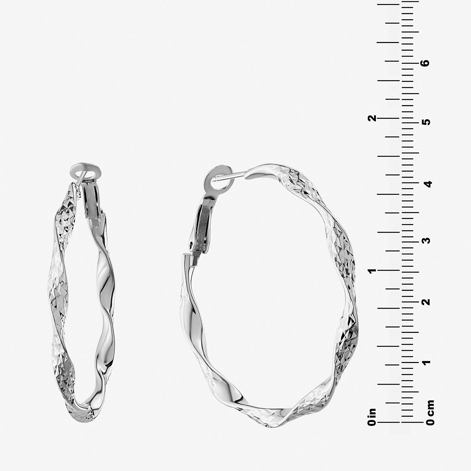 Womens Sterling Silver 44mm Hoop Earrings