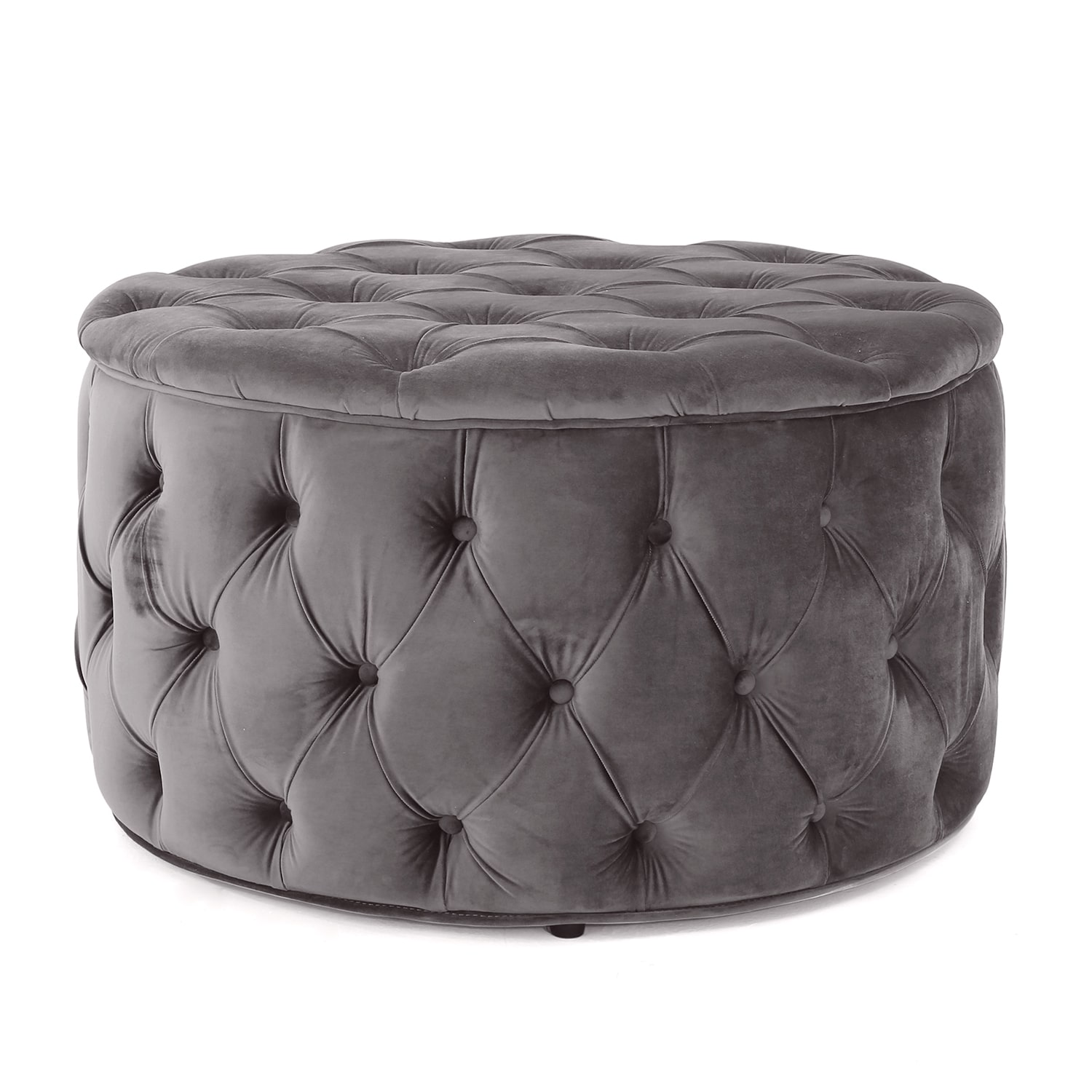 Zelfa Round Wooden Tufted Ottoman