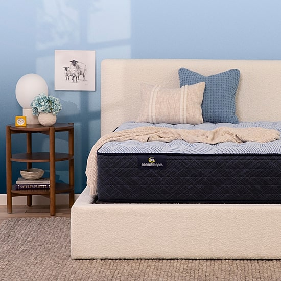 Serta Perfect Sleeper Blue Lagoon Nights 13.5" Medium Tight Top - Mattress + Box Spring