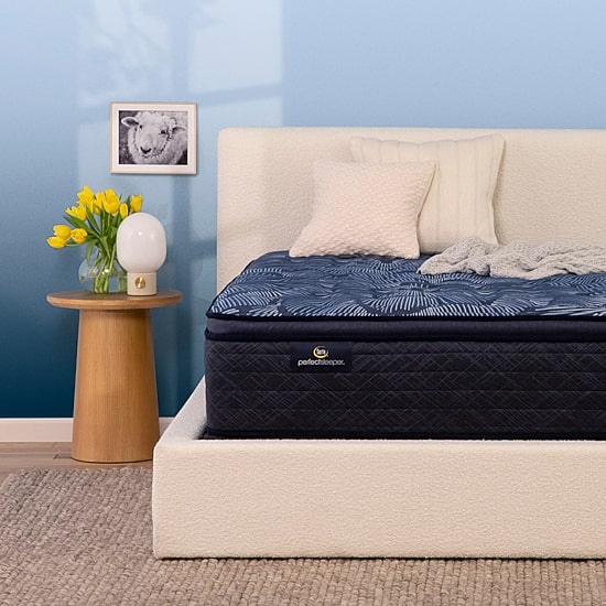 Serta Perfect Sleeper Cobalt Calm Plus 14.5" Medium Pillow Top -  Mattress + Box Spring