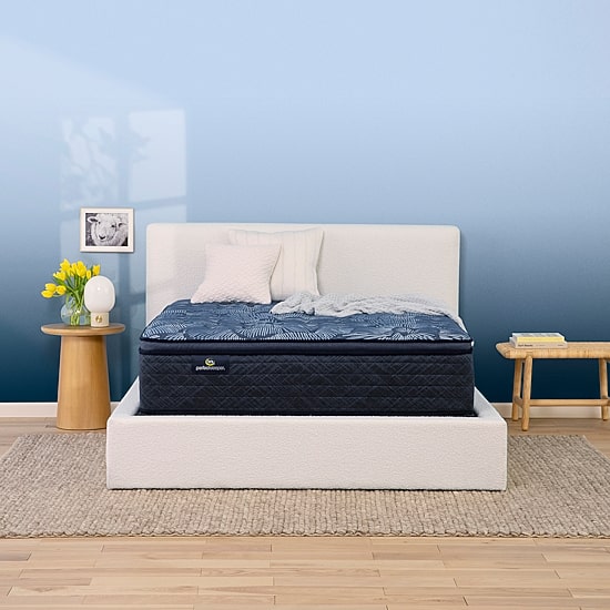 Serta Perfect Sleeper Cobalt Calm Plus 14.5" Medium Pillow Top -  Mattress + Box Spring