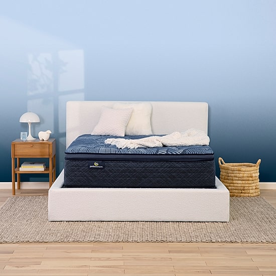 Serta Perfect Sleeper Cobalt Calm 15.25" Plush Pillow Top - Mattress + Box Spring