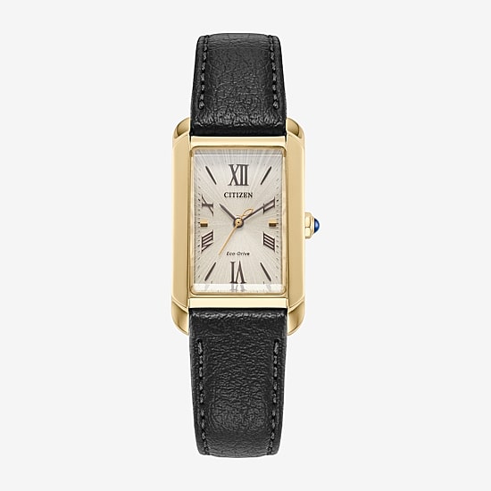Citizen Bianca\N Womens Black Leather Strap Watch Ew5622-09p