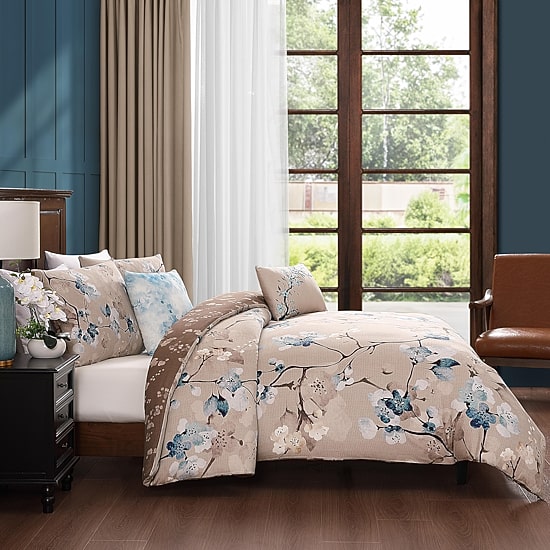 Bebejan Blue Blossom 5-pc. Midweight Reversible Comforter Set