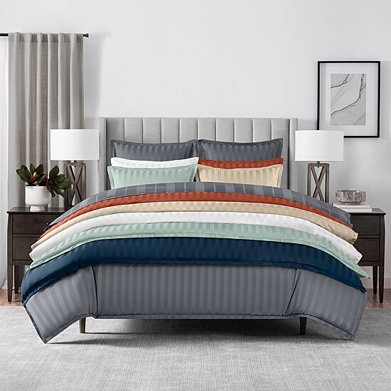 Fieldcrest Heritage Classic Stripe 3pc. 400tc Cotton Comforter Set