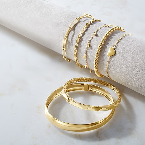 Gold Addiction Womens 10K Gold Beaded Bracelet