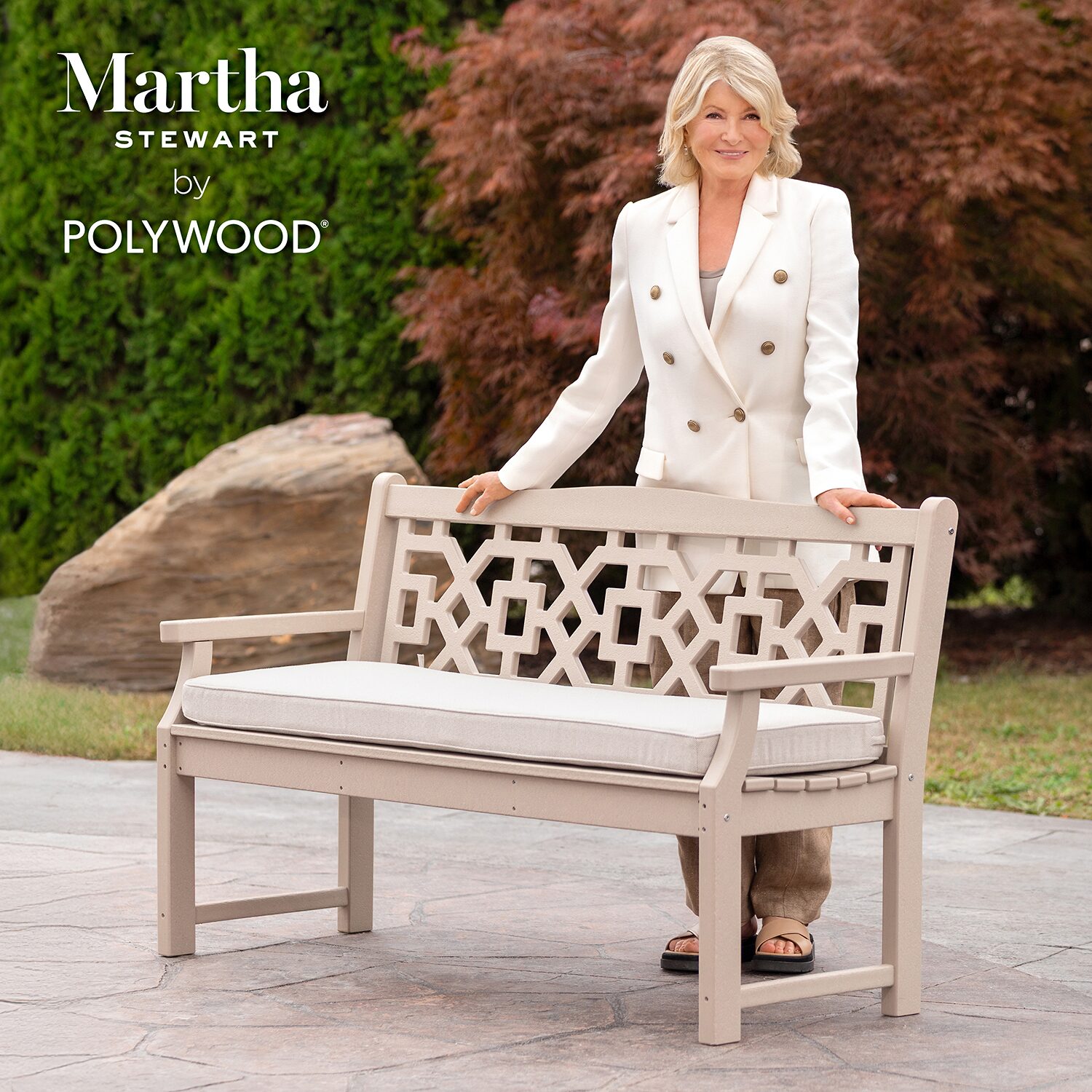 Martha Stewart by POLYWOOD® Chinoiserie 60” Garden Bench