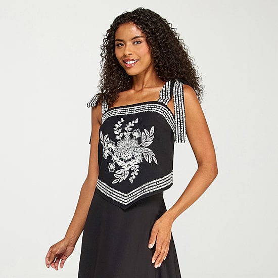 Premier Amour Womens Straight Neck Sleeveless Blouse