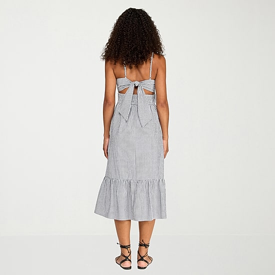 City Triangle Womens Juniors Sweetheart Neck Sleeveless Gingham A-Line Dress