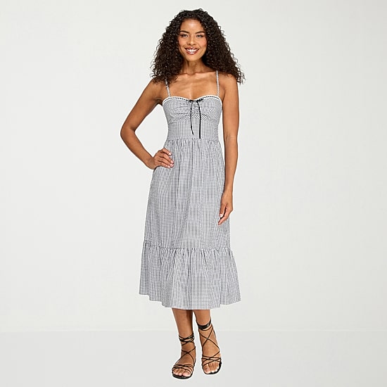 City Triangle Womens Juniors Sweetheart Neck Sleeveless Gingham A-Line Dress