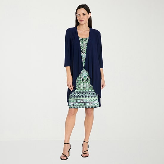 R & M Richards Womens Medallion Jacket Dress