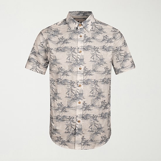 Report Collection Linen Blend Mens Short Sleeve Modern Fit Button-Down Shirt