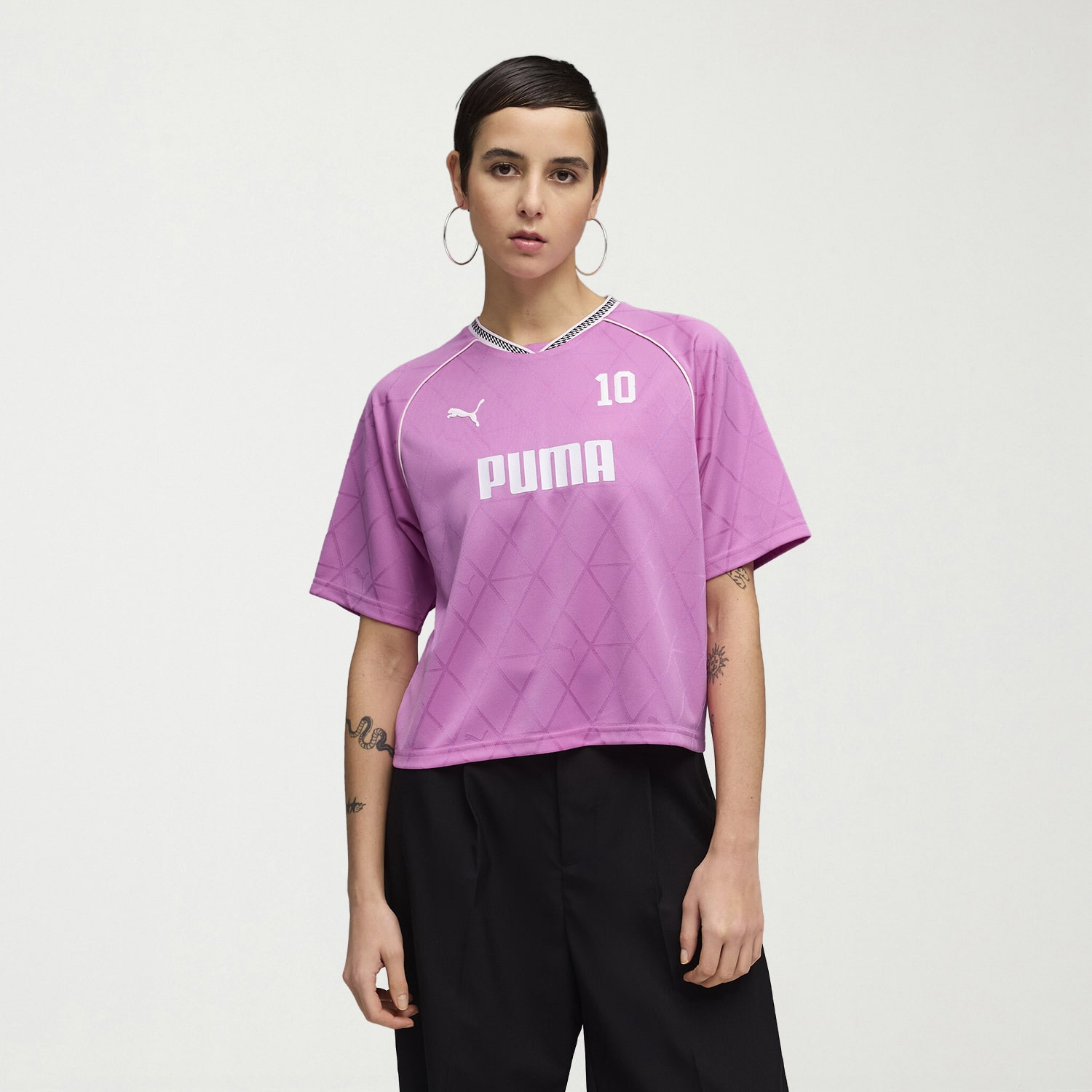 PUMA Jersey Womens Crew Neck Short Sleeve Active Crop Top