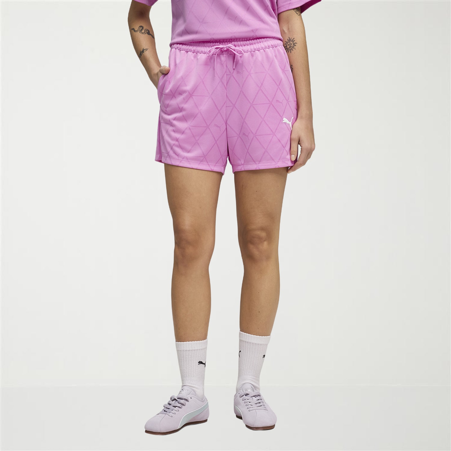 PUMA Womens 4" High Rise Adjustable WAIST DRAWSTRING Soccer Short