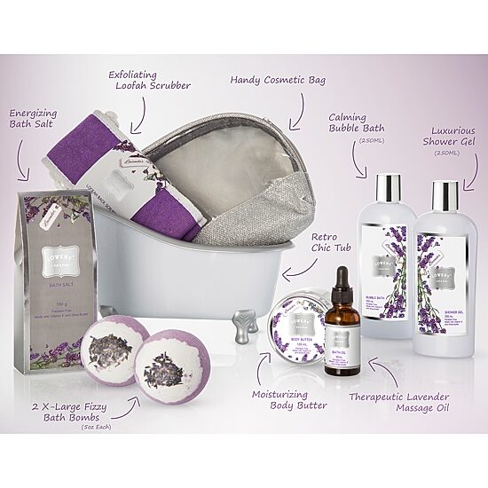 LOVERY™ Lavender Home Spa Bath Set - 9pc Body Care Kit