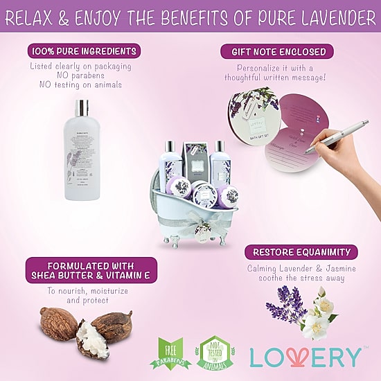 LOVERY™ Lavender Home Spa Bath Set - 9pc Body Care Kit