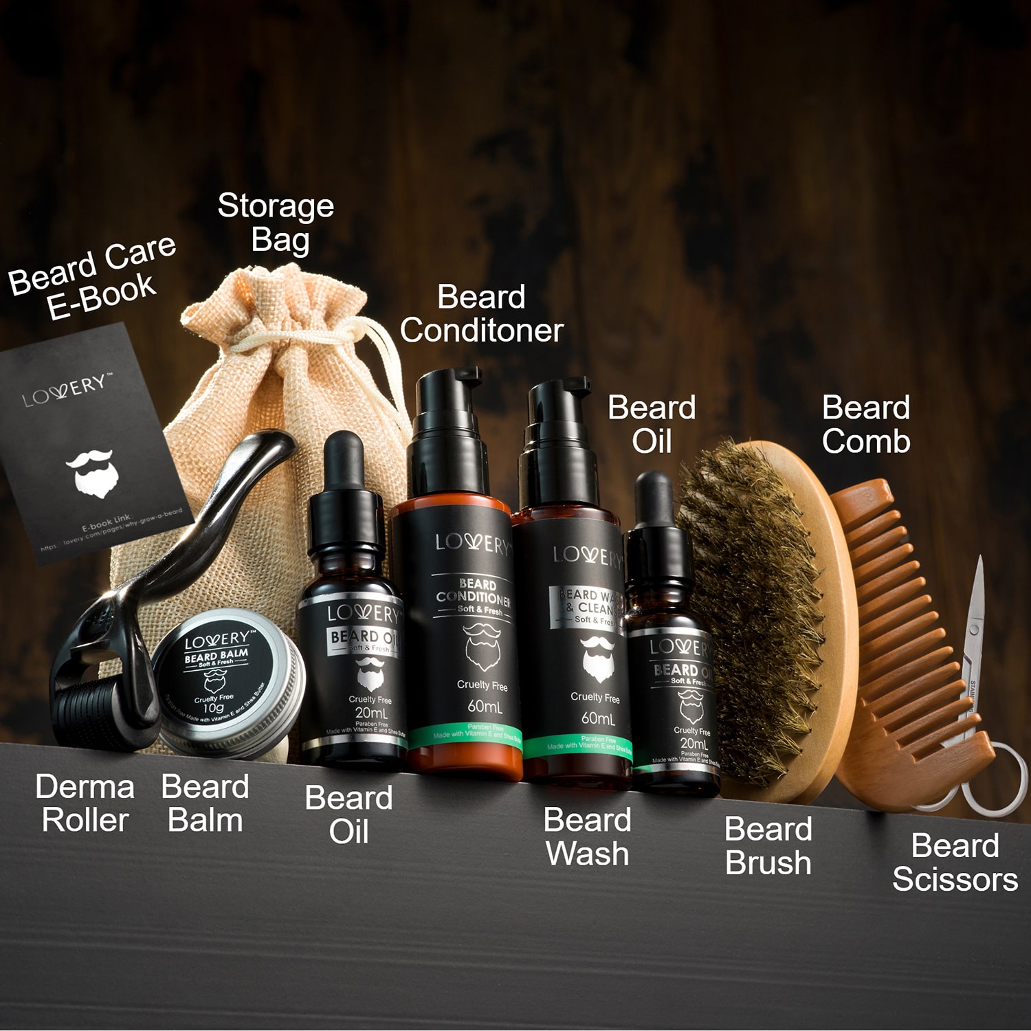 LOVERY™ Men'S 12-Pc. Beard Grooming & Growth Kit Beard Trimming Gift Set