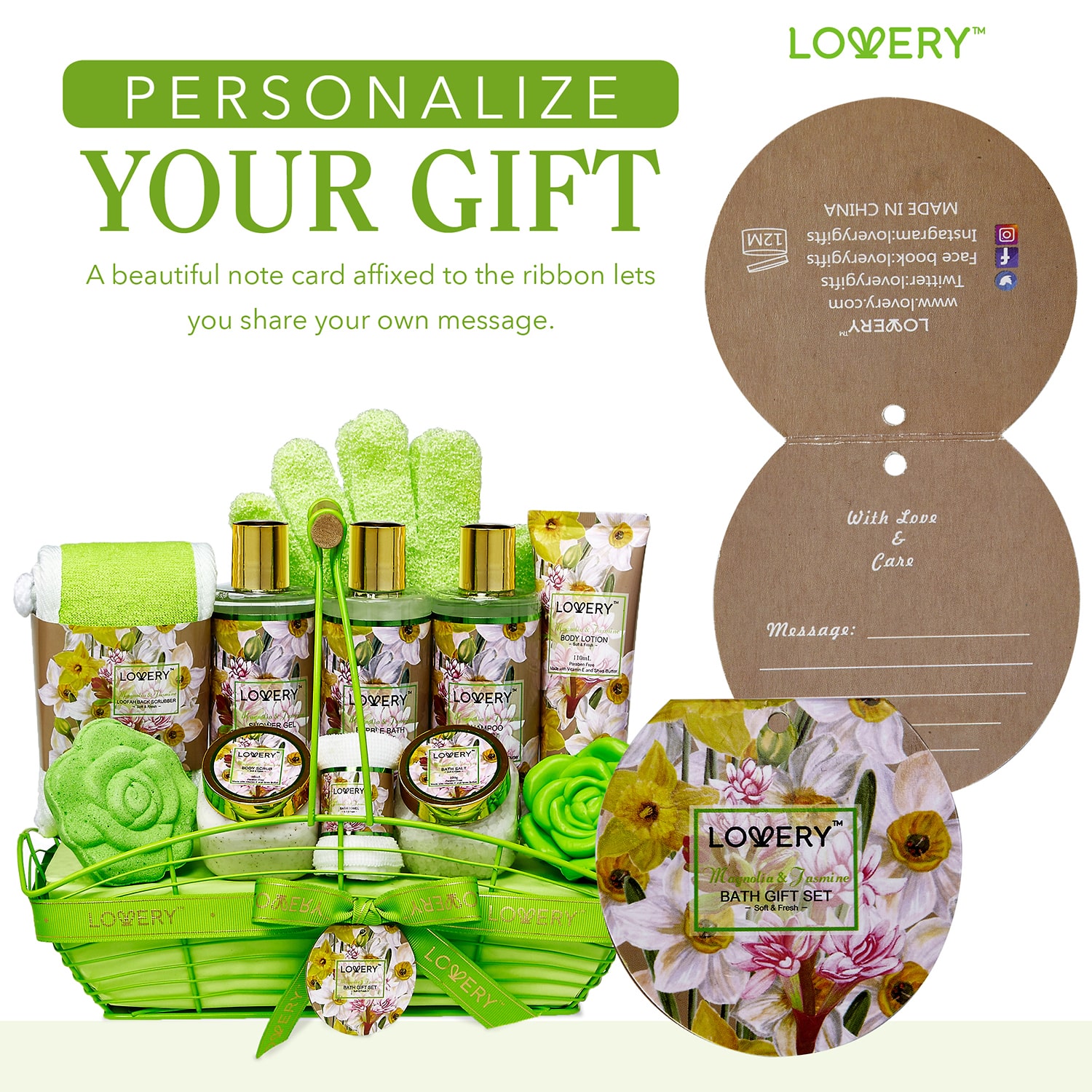 LOVERY™ Magnolia And Jasmine Home Bath Set - 13pc Body Care Spa Kit