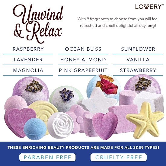 LOVERY™ Variety Bath Bombs Basket - 17pc Home Bath Gift Set