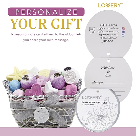 LOVERY™ Variety Bath Bombs Basket - 17pc Home Bath Gift Set
