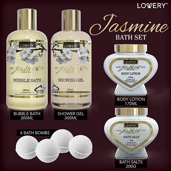 LOVERY™ Floral Jasmine Bath, Spa And Makeup Set