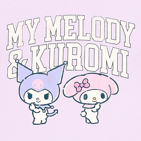 Grayson Threads, The Label Womens Juniors Crew Neck Short Sleeve Loose Fit Kuromi My Melody Graphic T-Shirt