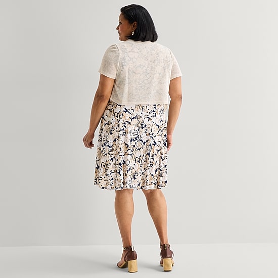 Perceptions Womens Plus Floral Jacket Dress
