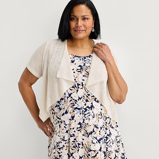 Perceptions Womens Plus Floral Jacket Dress