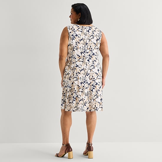 Perceptions Womens Plus Floral Jacket Dress