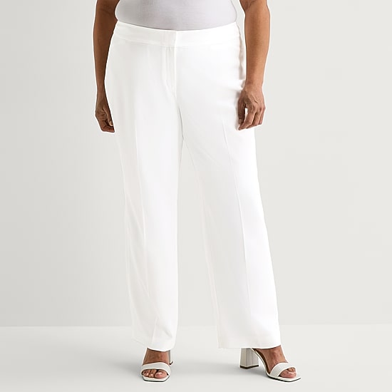 Black Label by Evan-Picone Trouser Womens Plus Classic Fit Wide Leg Suit Pant