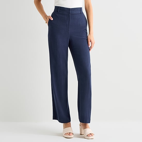 by&by Womens Juniors Straight Mid Rise Flat Front Pant