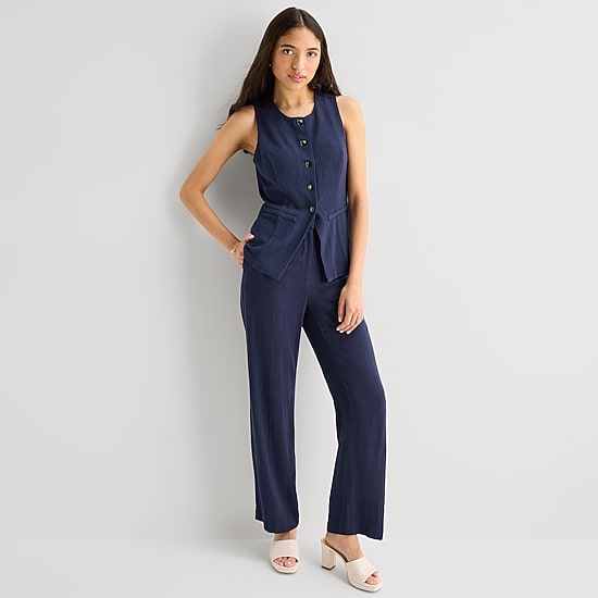 by&by Womens Juniors Straight Mid Rise Flat Front Pant