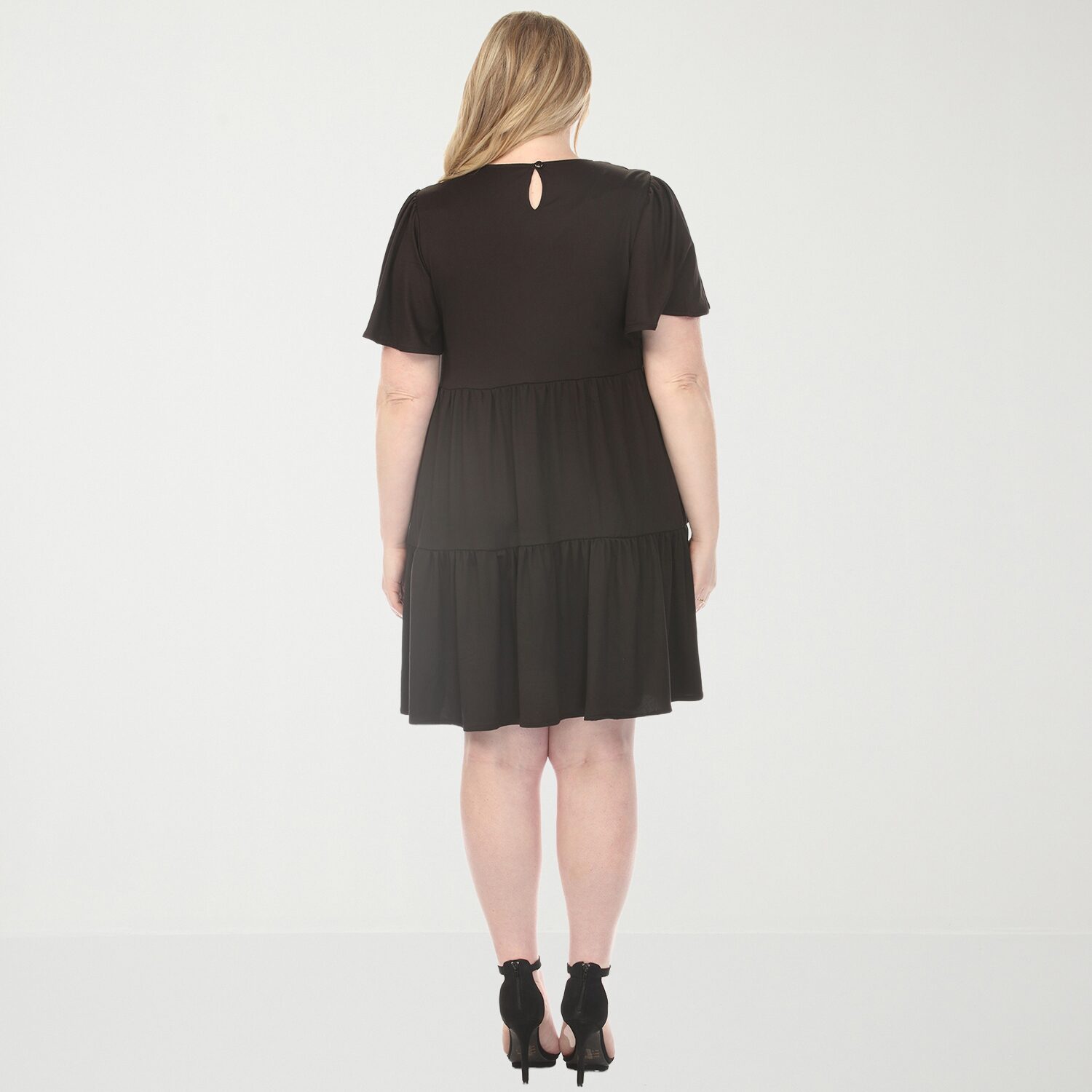 White Mark V-Neck Short Sleeve Womens Plus V Neck A-Line Dress