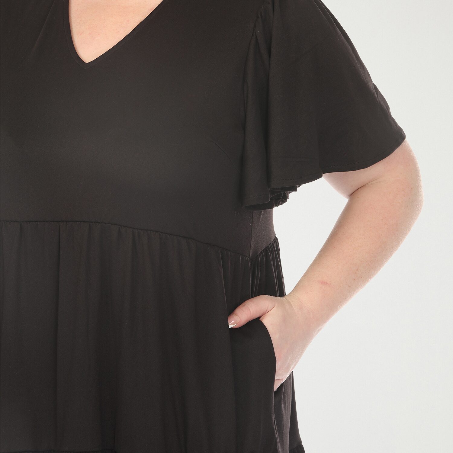 White Mark V-Neck Short Sleeve Womens Plus V Neck A-Line Dress