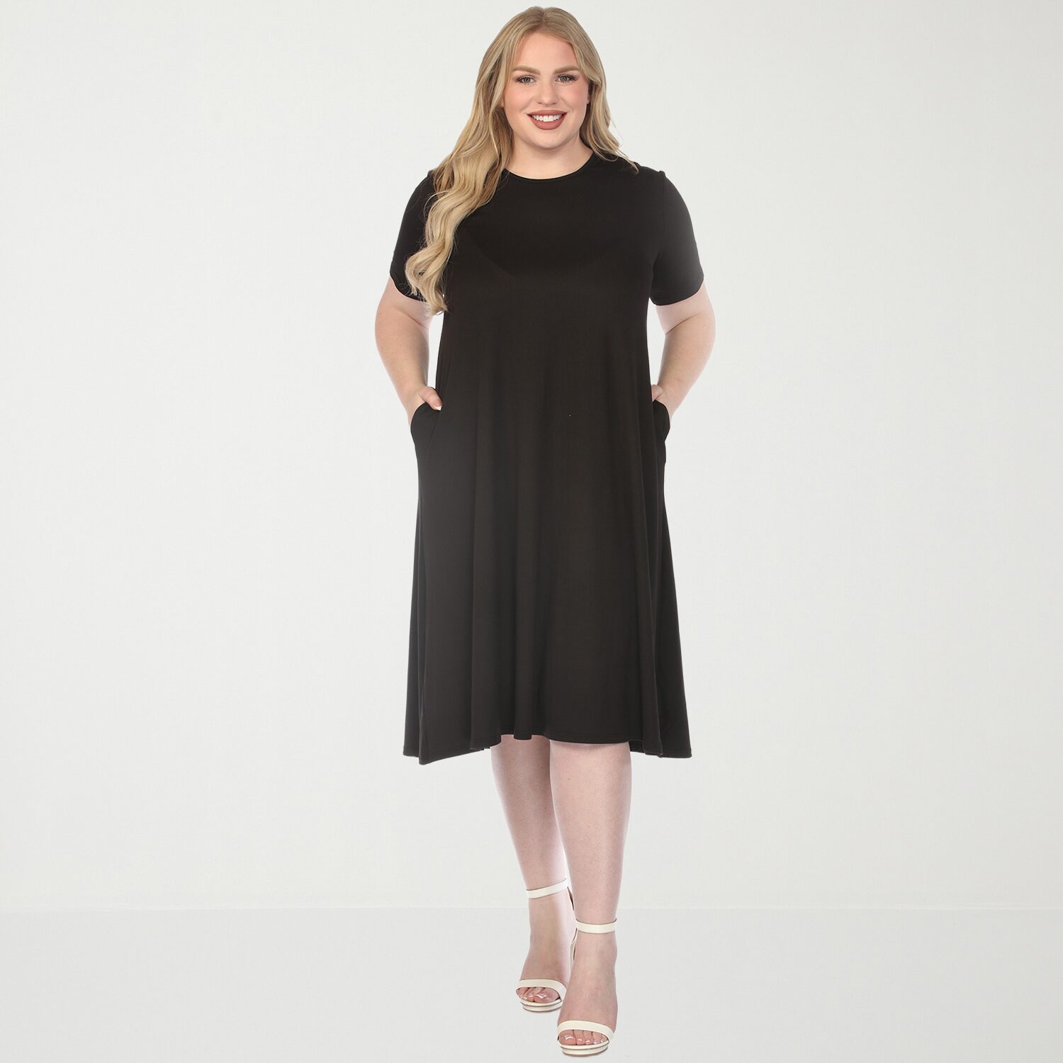 White Mark Crew Neck Womens Plus Short Sleeve T-Shirt Dress