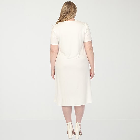 White Mark Crew Neck Womens Plus Short Sleeve T-Shirt Dress