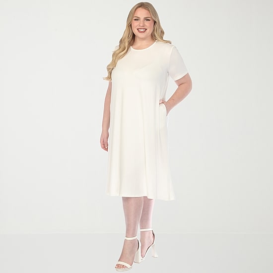 White Mark Crew Neck Womens Plus Short Sleeve T-Shirt Dress