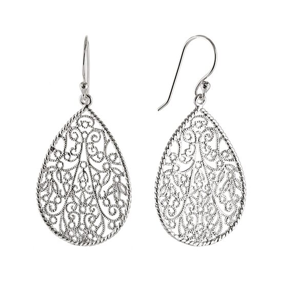 Silver Reflections Womens Pure Silver Over Brass Drop Earrings