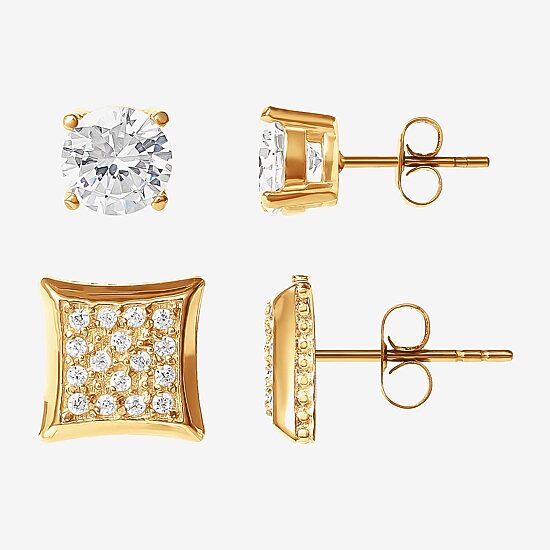 Shaquille O'Neal XLG™ Mens Cubic Zirconia Stainless Steel 2 Pair Earring Set
