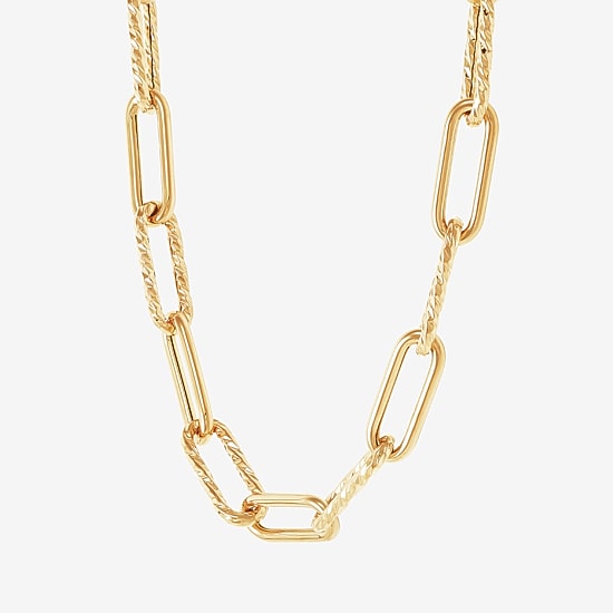 Gold Addiction Womens 14K Gold 22 Inch Link Necklace