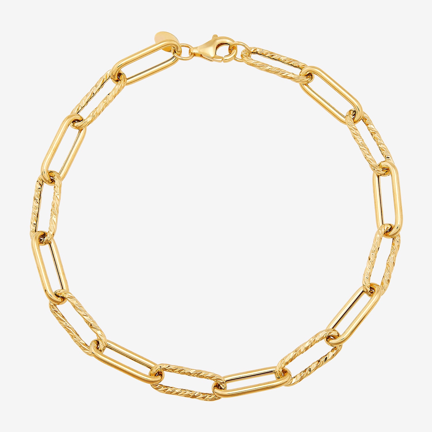 Gold Addiction Womens 14K Gold 8 Inch Hollow Paperclip Chain Bracelet
